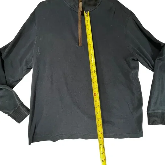 Cremeux Classic Navy Blue Quarter Zip Pullover Sweater Large Ribbed Cuffs - Picture 7 of 9